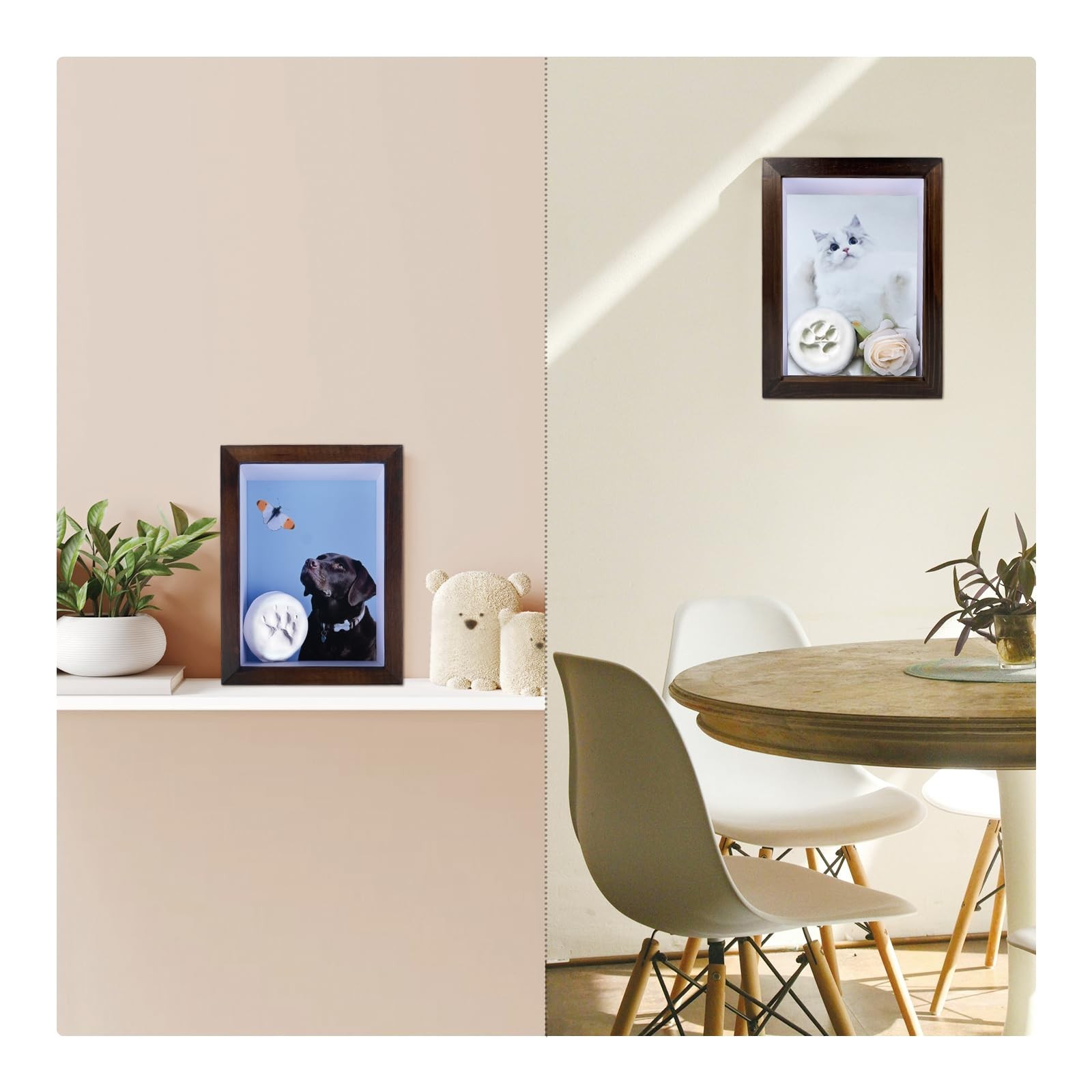 Pet Paw Print Kit with Picture Frame Shadow Box 5×7 for Dogs and Cats Pet Cla…