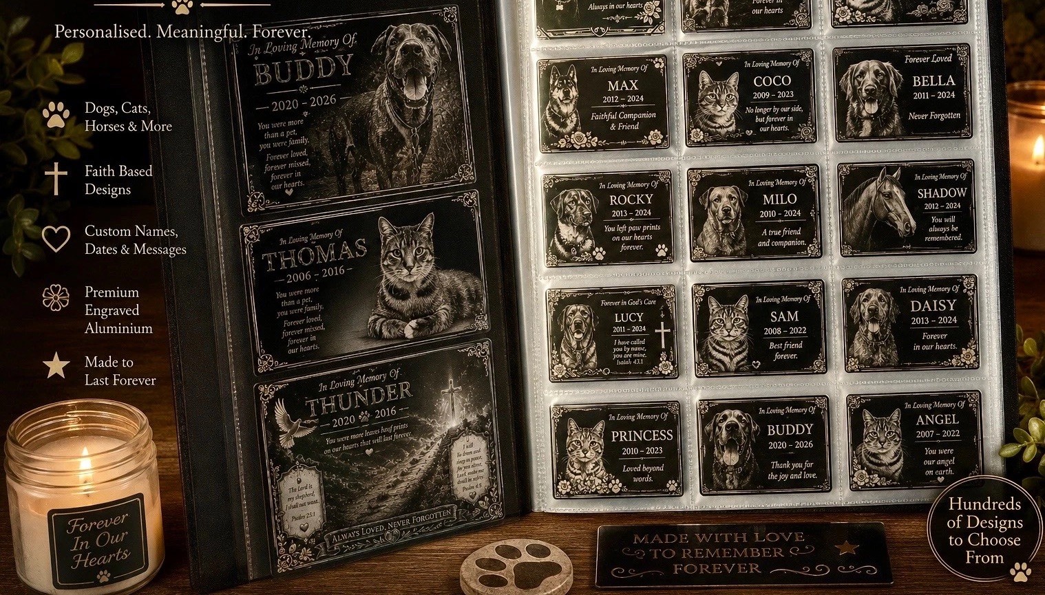 Personalised Pet Memorial Plaque Custom Photo Engraved Aluminium Dog Cat Horse