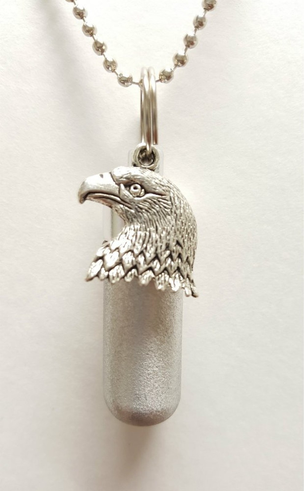 Brushed Silver Patriotic Bald Eagle Cremation URN with Engraved Flag – Includ…