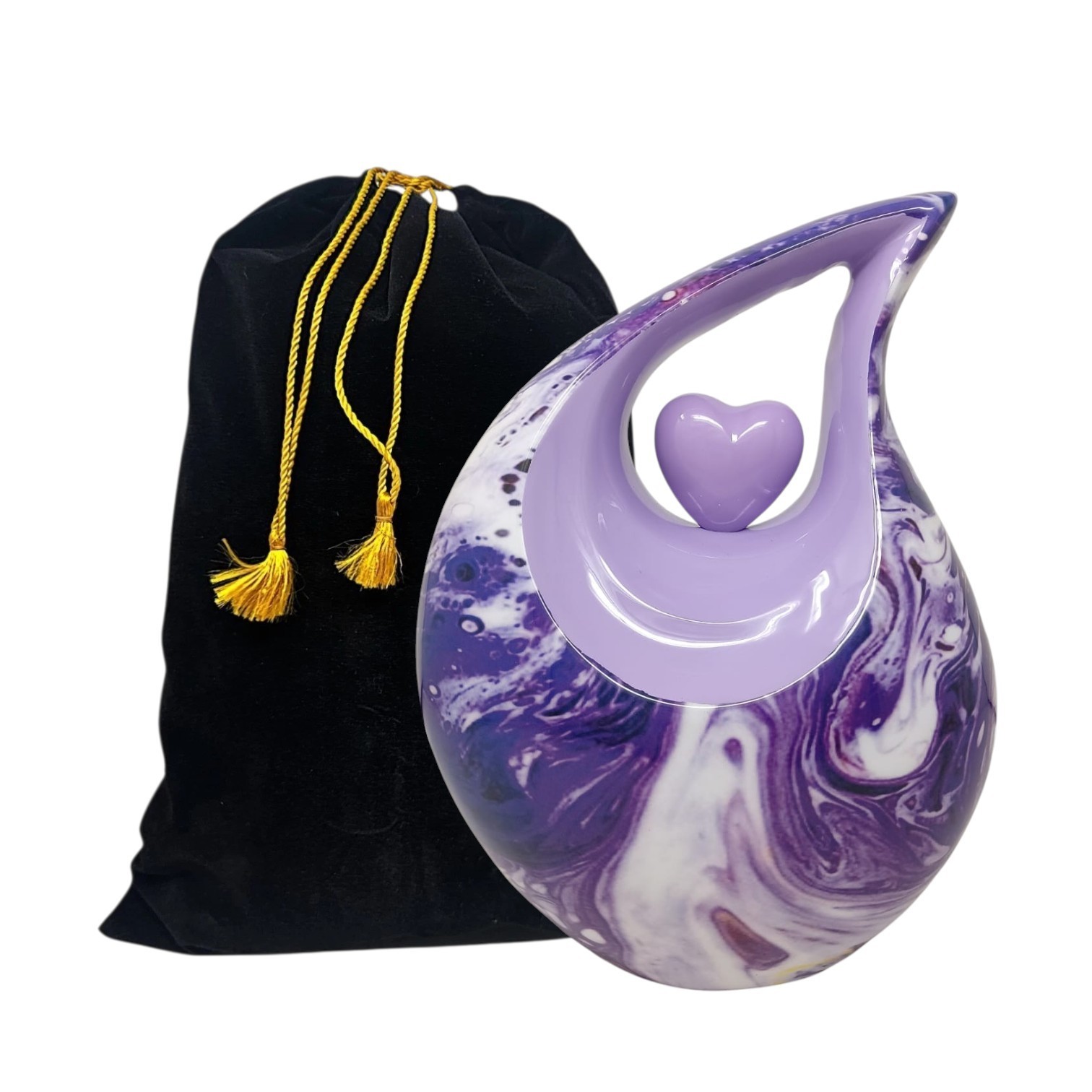 10” Purple Marble Teardrop Cremation Urn up to 200Lbs for Human Ashes Your Love