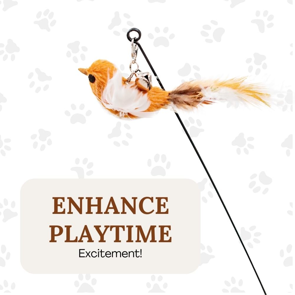 GADGETSOLOGY Wand Cat Toy for Indoor Adult Cats – Any Surface Base, Stimulating