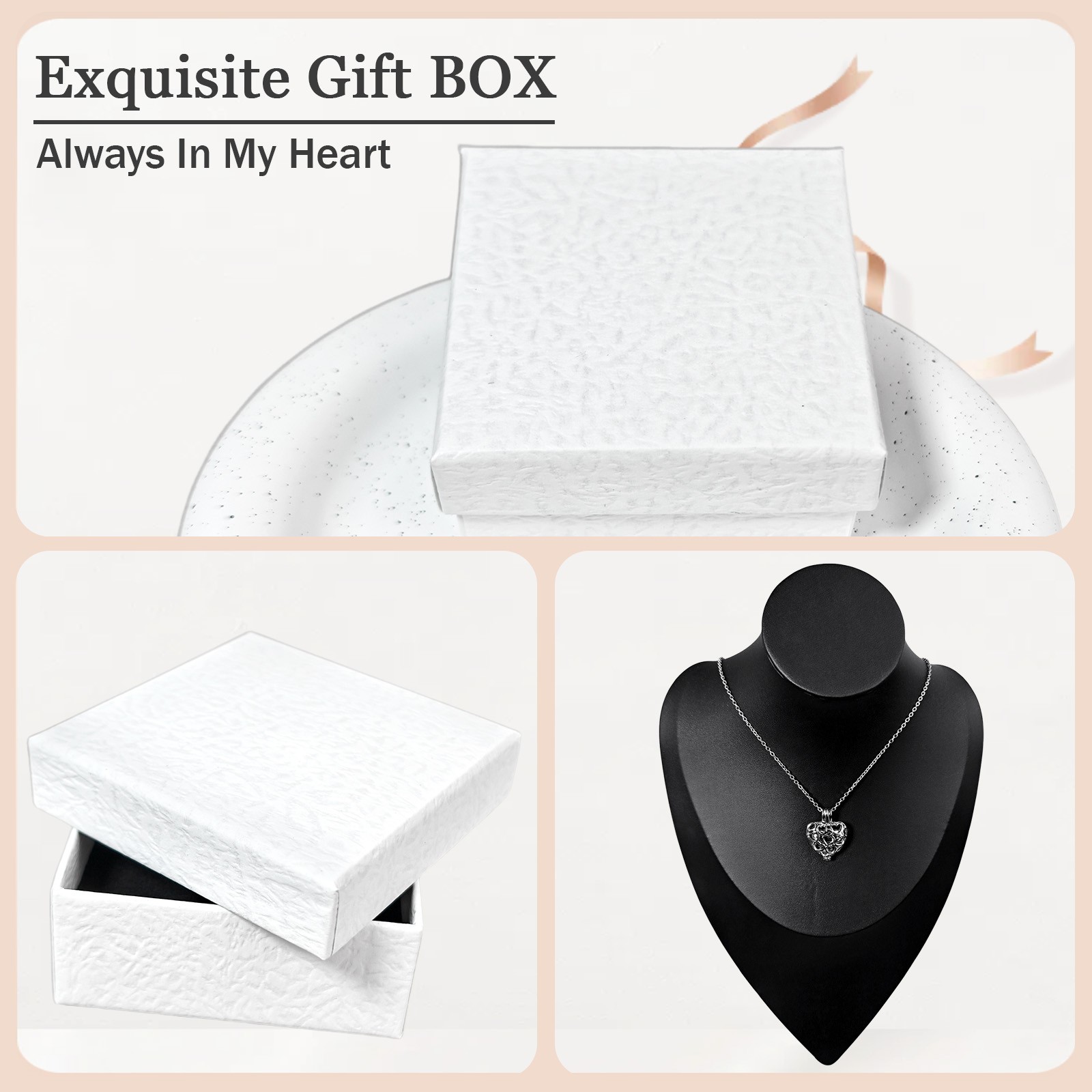 Silver Cremation Jewelry Pendant Urn Memorial Necklace with Box For Dog&Cat