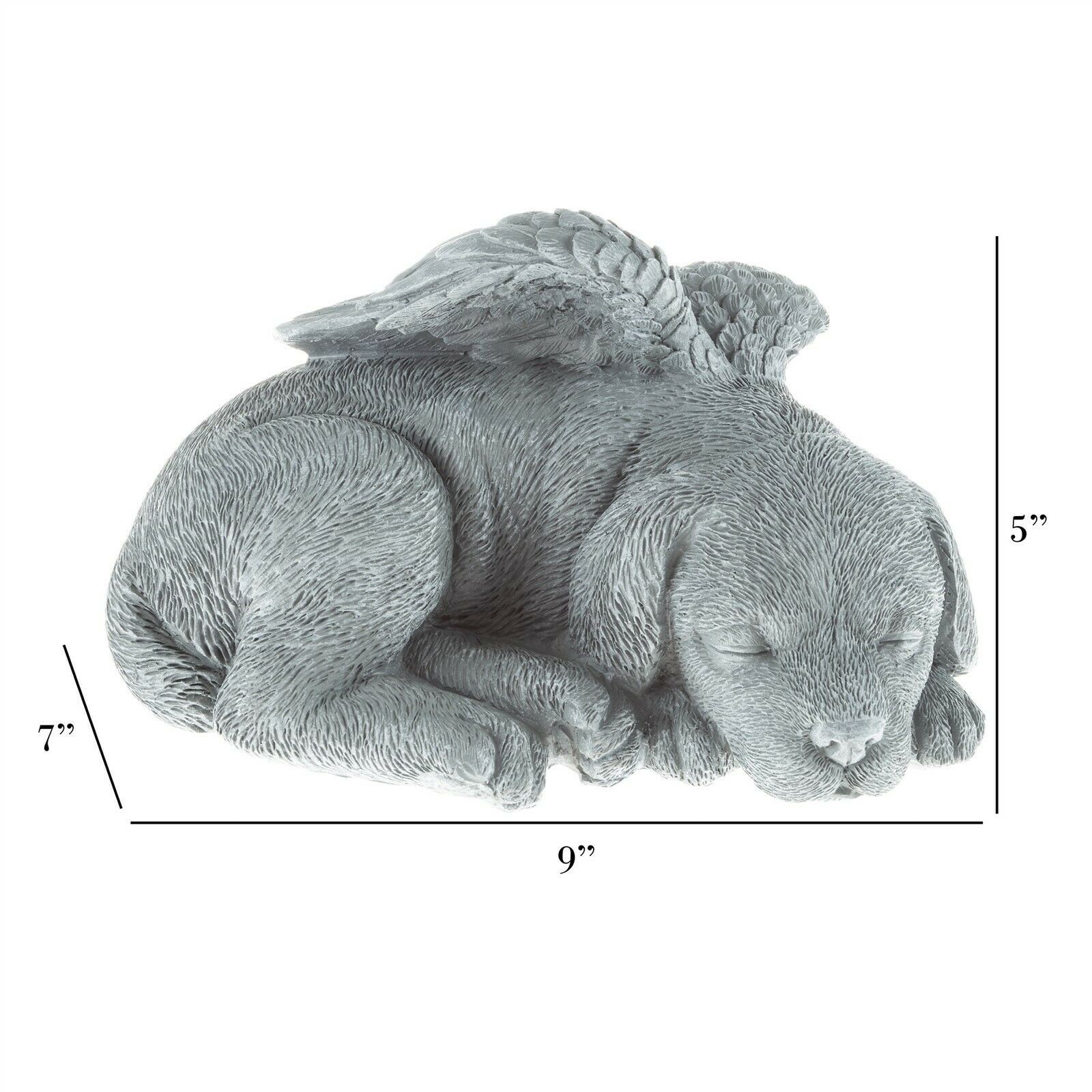 Pet Dog Memorial Sleeping Puppy Statue Angel Wings Grave Marker Keepsake