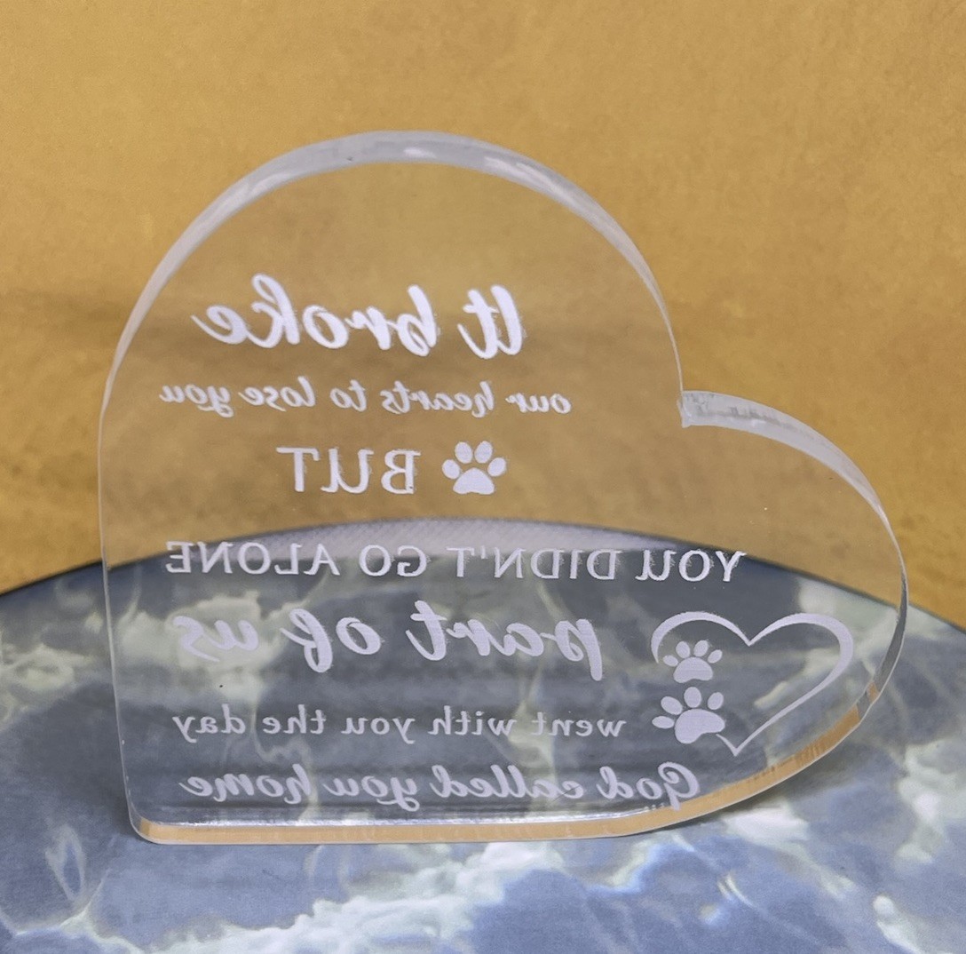 Rainbow Bridge “God Called You Home” Resin Clear Heart Pet Lover We Miss You