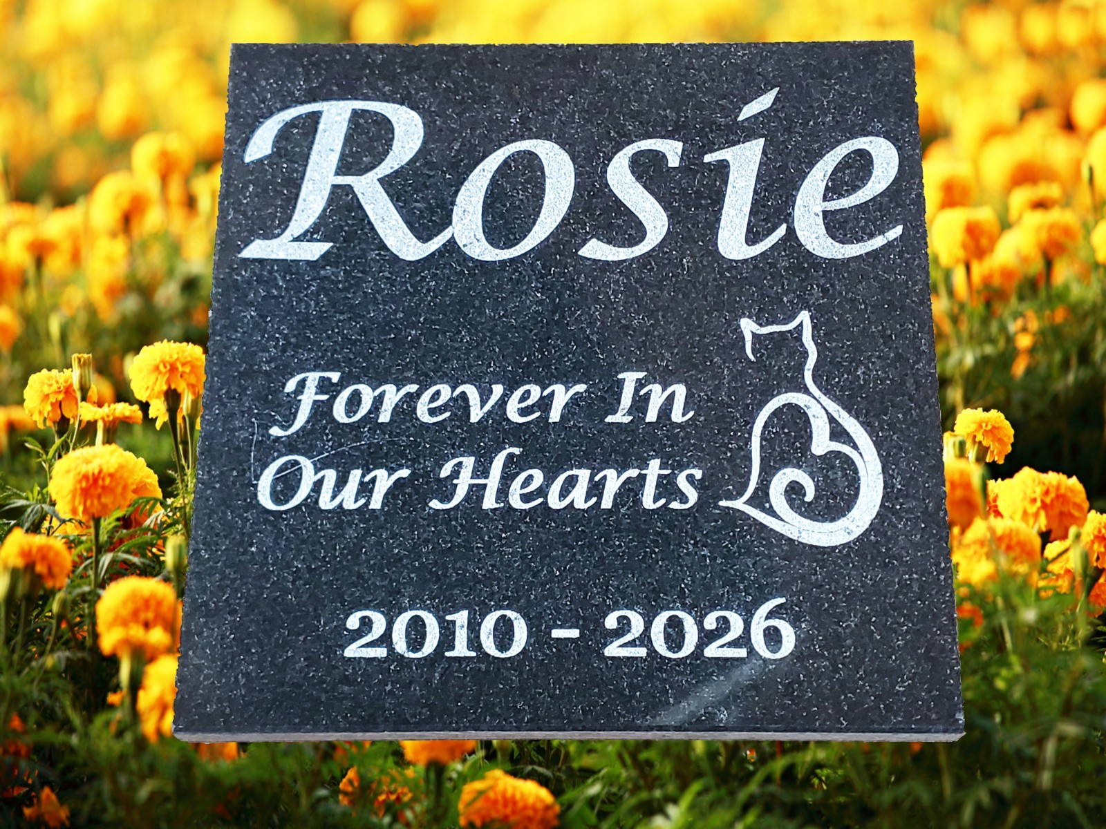 Cat Loss Granite Stone Plaque: Personalized Pet Memorial Garden Grave Marker d10