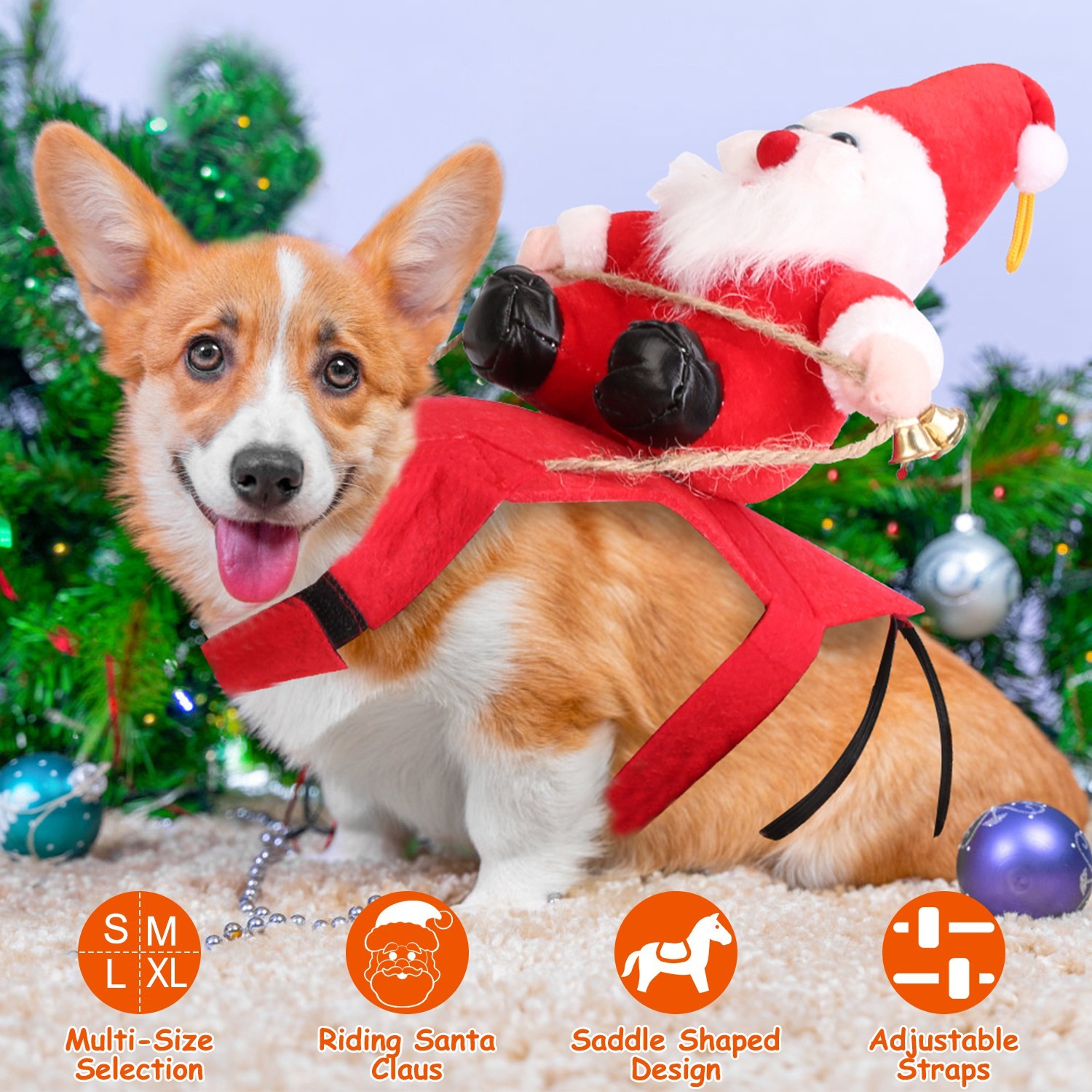 S-M-L-XL Options — 1Pc Pet Christmas Costumes Red Winter Coat For Dog Riding Sa