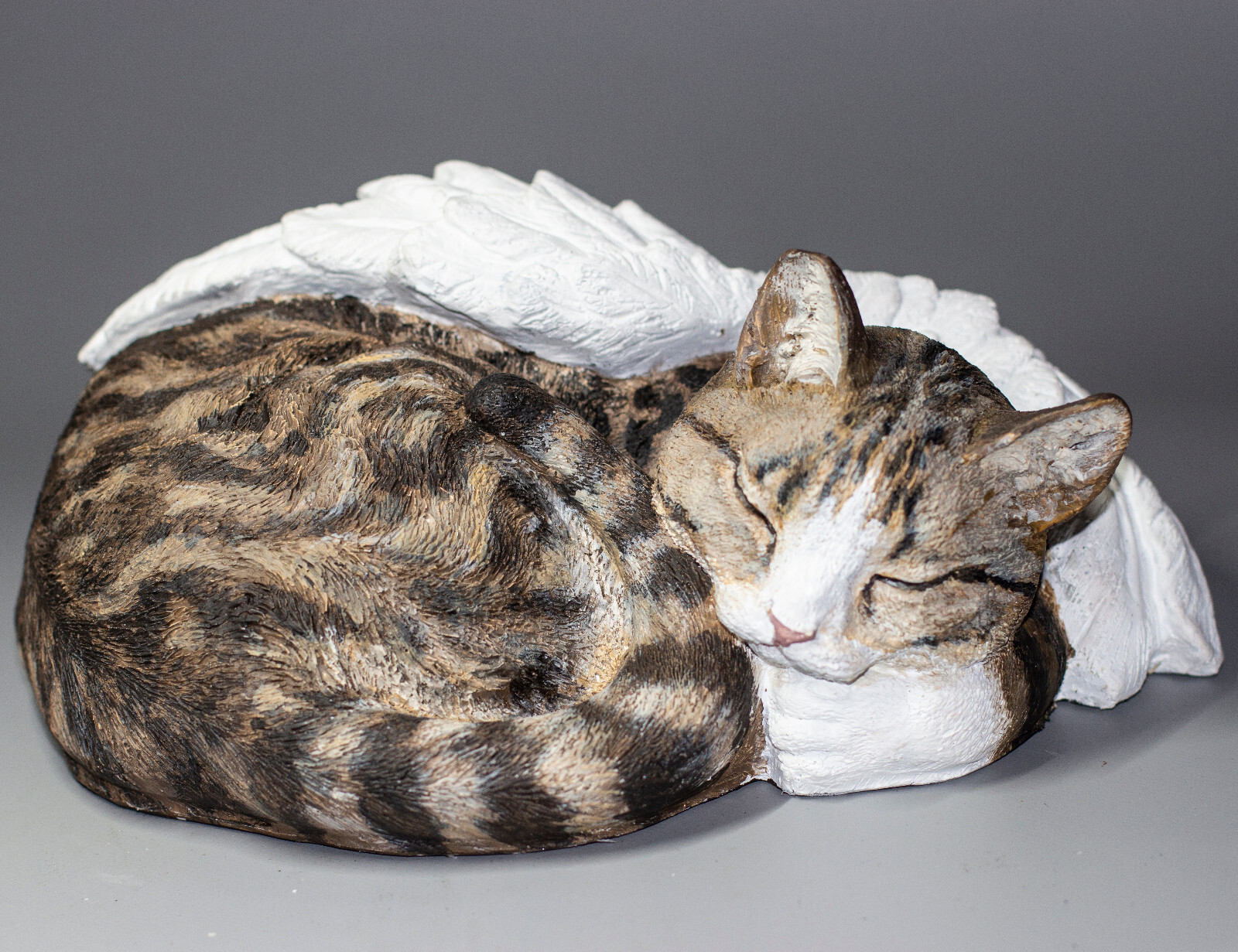 Unique Urn Striped Cat Sculpture Pet Ashes Memorial Grave Decor Funeral Keepsake