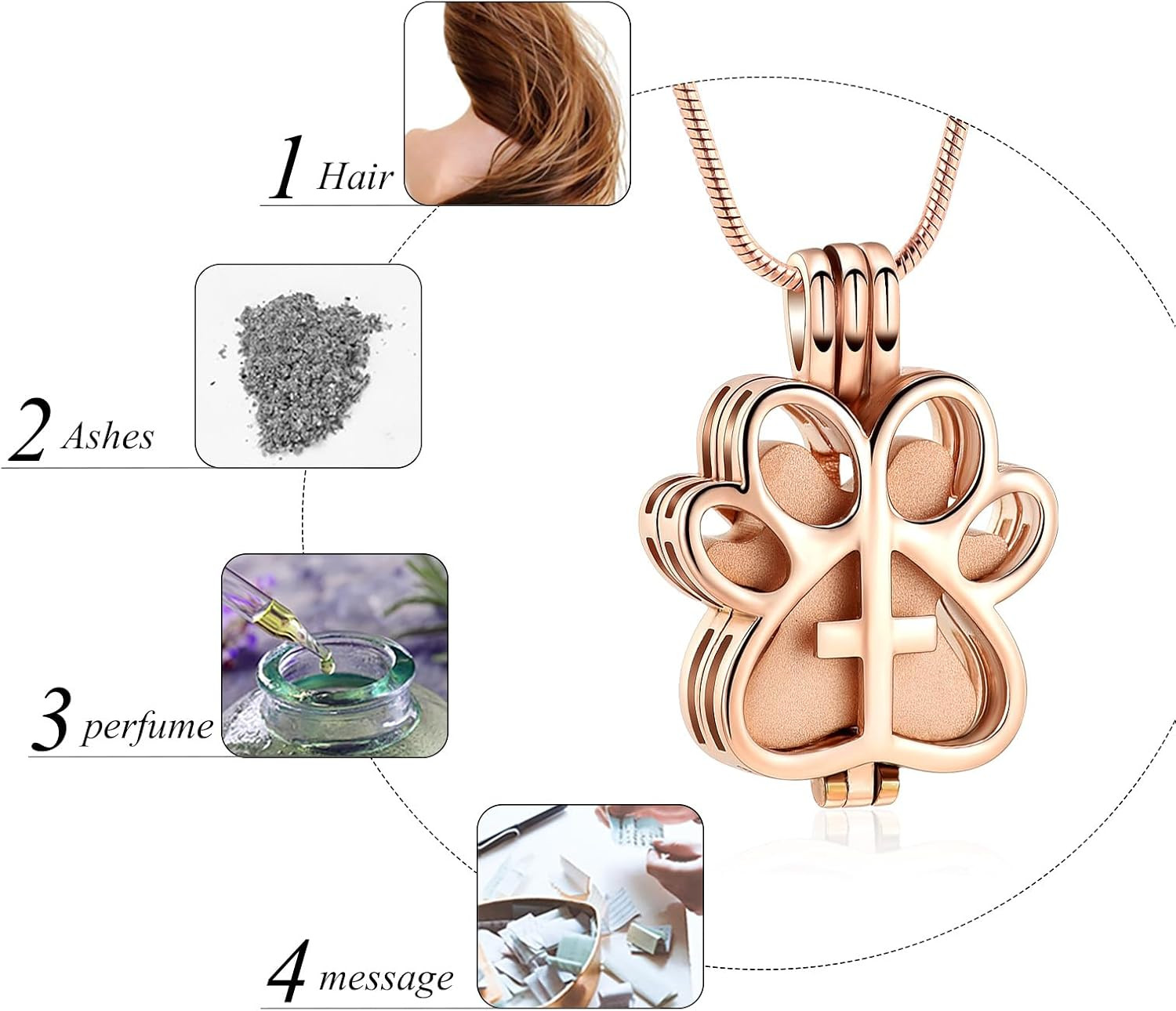 Pet Cremation Jewelry for Dog/Cat Paw Stainless Steel Memorial Locket Urn Neckla