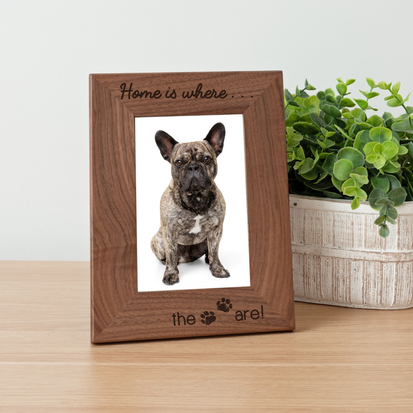 Personalized Pet Picture Frame, Genuine Walnut Pet Photo Frame 4×6, Pet Picture