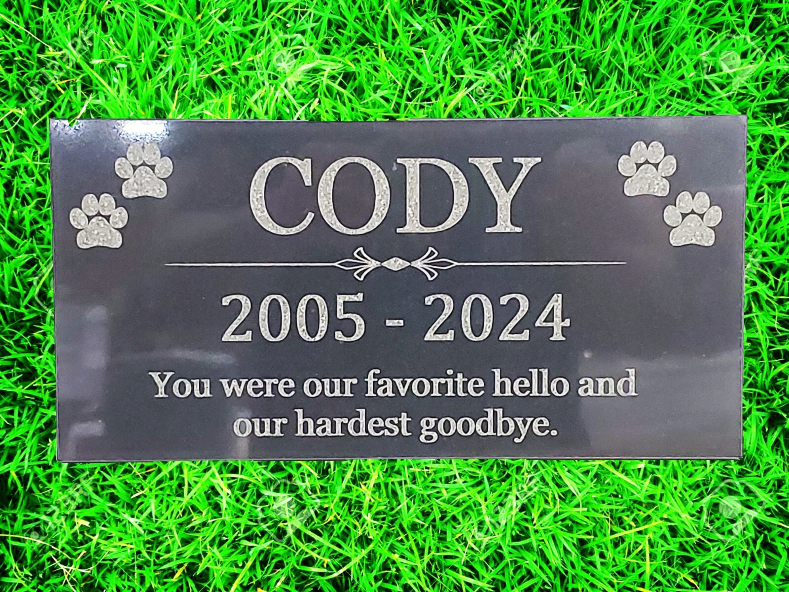 6×12 Granite Pet Memorial Grave Head Stone Marker Cat Dog Family Loss Gift t2