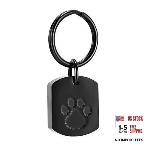 Pet Cremation Jewelry Dog Cat Paw Urn Keychain for Ashes for Women Men Black
