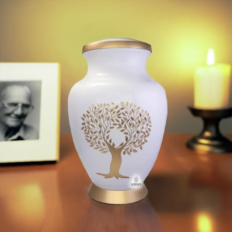 Tree of Life Ivory Golden Aria’s Memory Cremation Urn for Ashes
