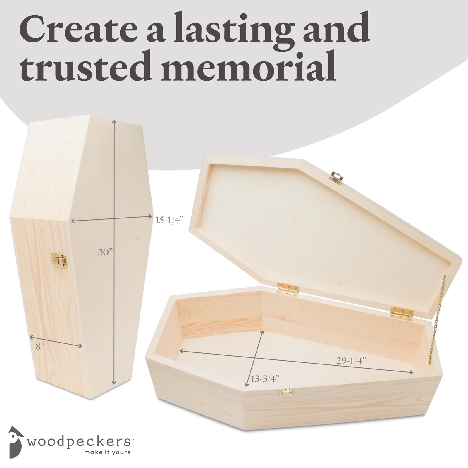 Pet Casket – 30″ Wooden Burial Box for Dogs and Cats, Strong and Safe Baltic …