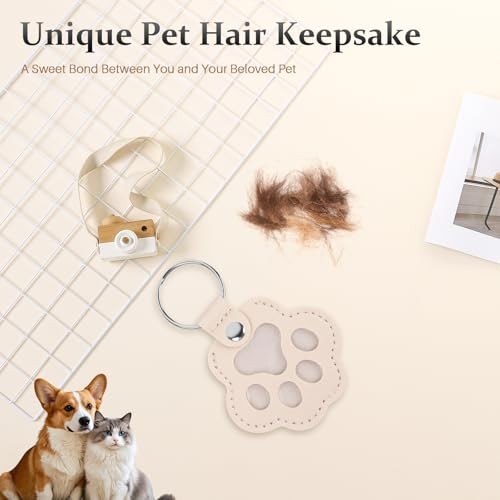 9 Pcs Dog Hair Storage Keychain, Leather Pet Memorial Keepsake Key Chain for