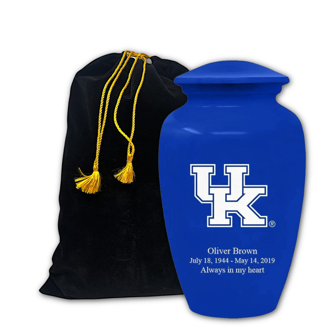 Personalized Kentucky Wildcats University Cremation Blue Urn for Human Ashes