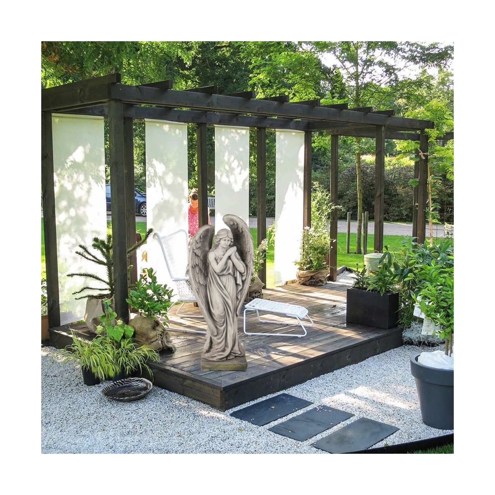 Outdoor Statues Angel Décor Garden Statue – 34 inch Large Garden Angels Out