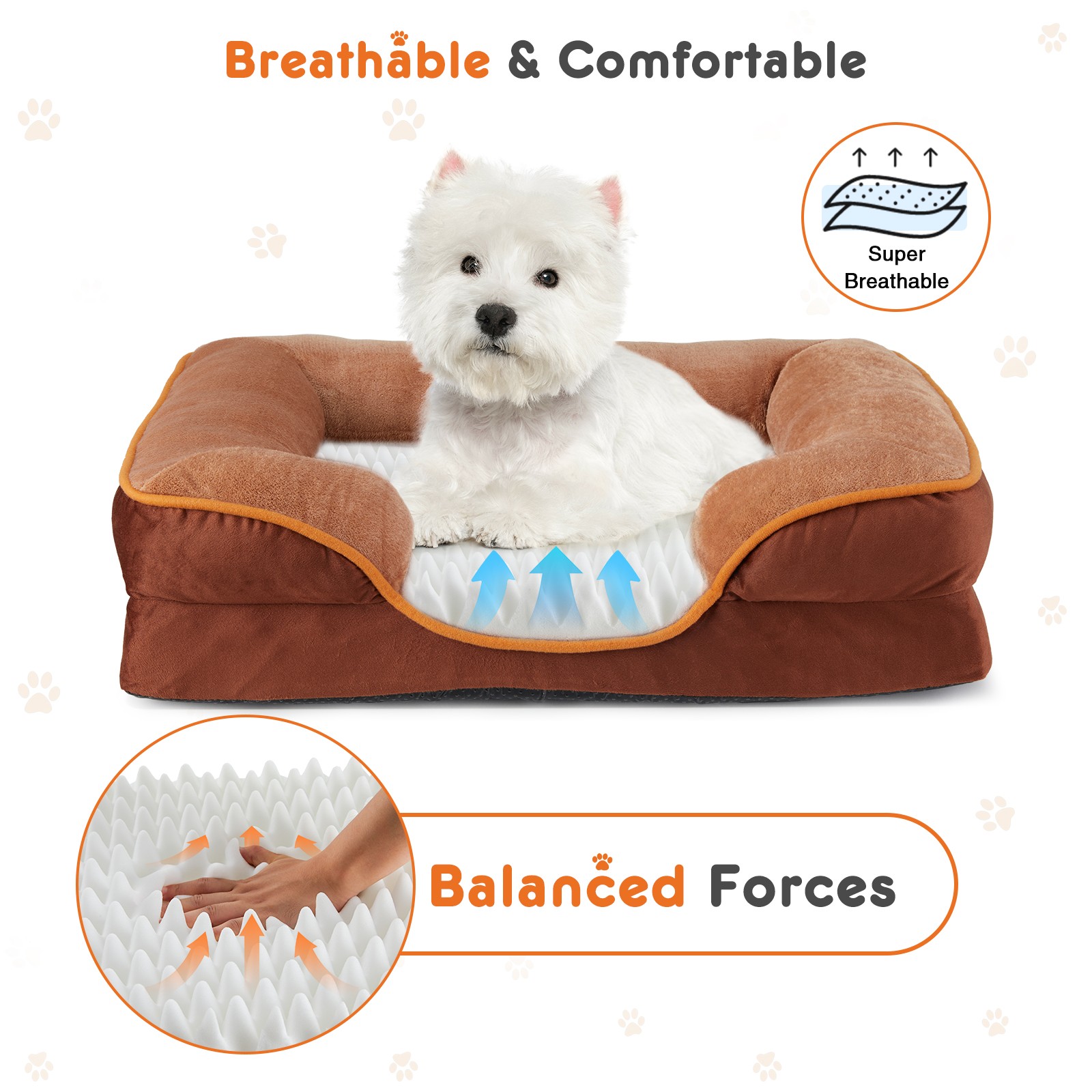 Memory Foam Pet Bed For Small Dogs & Cats With Washable Removable Cover Non-Slip