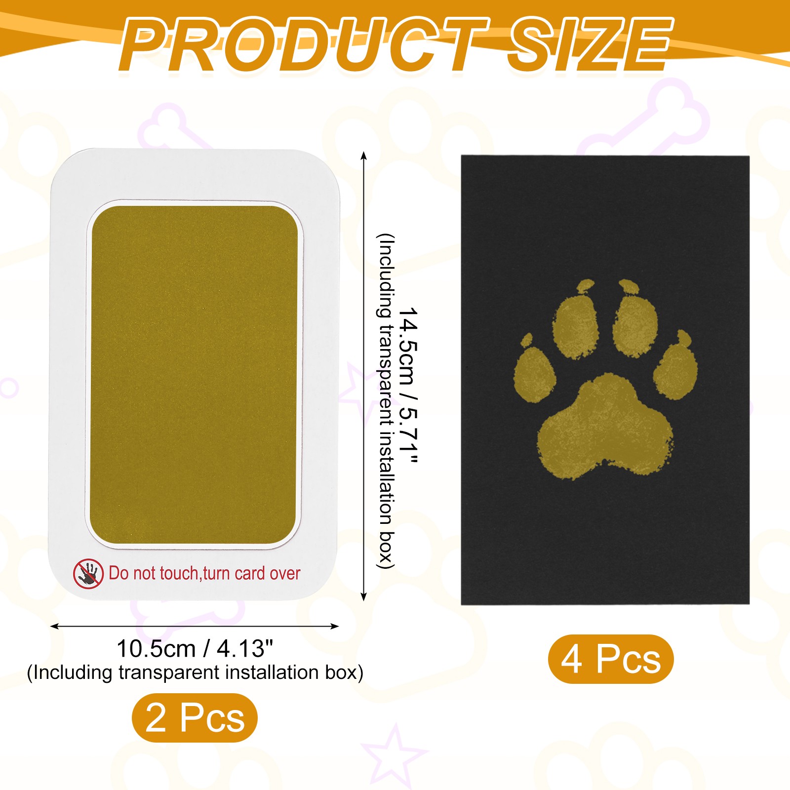 Pet Paw Print Kit, 5.7″X4.1″ Paw Print Impression, (Gold, 2 Set)