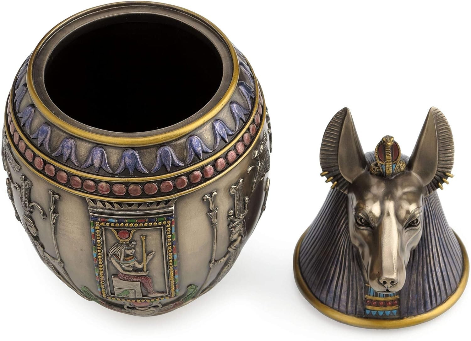 Rare Egyptian Anubis Dog Memorial Urn Canopic Jar Sculpture**WELL MADE