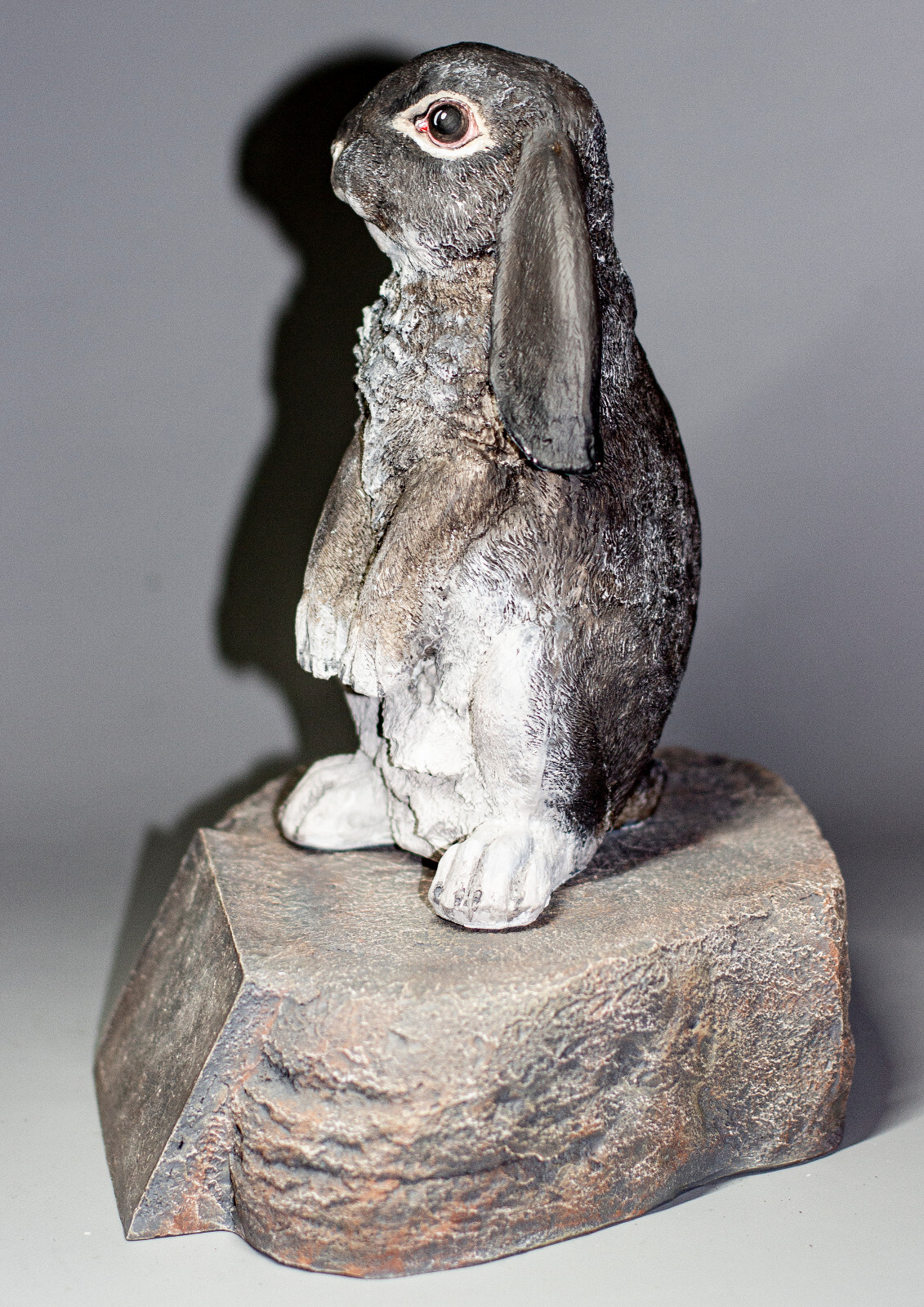 Black Lop Eared Rabbit Cremation Urn Pet Memorial Stone Statue Bunny Grave Decor