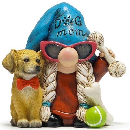 Dog Mom Garden Gnome Statue with Puppy Cute Resin Garden Decor, Dog Themed-a
