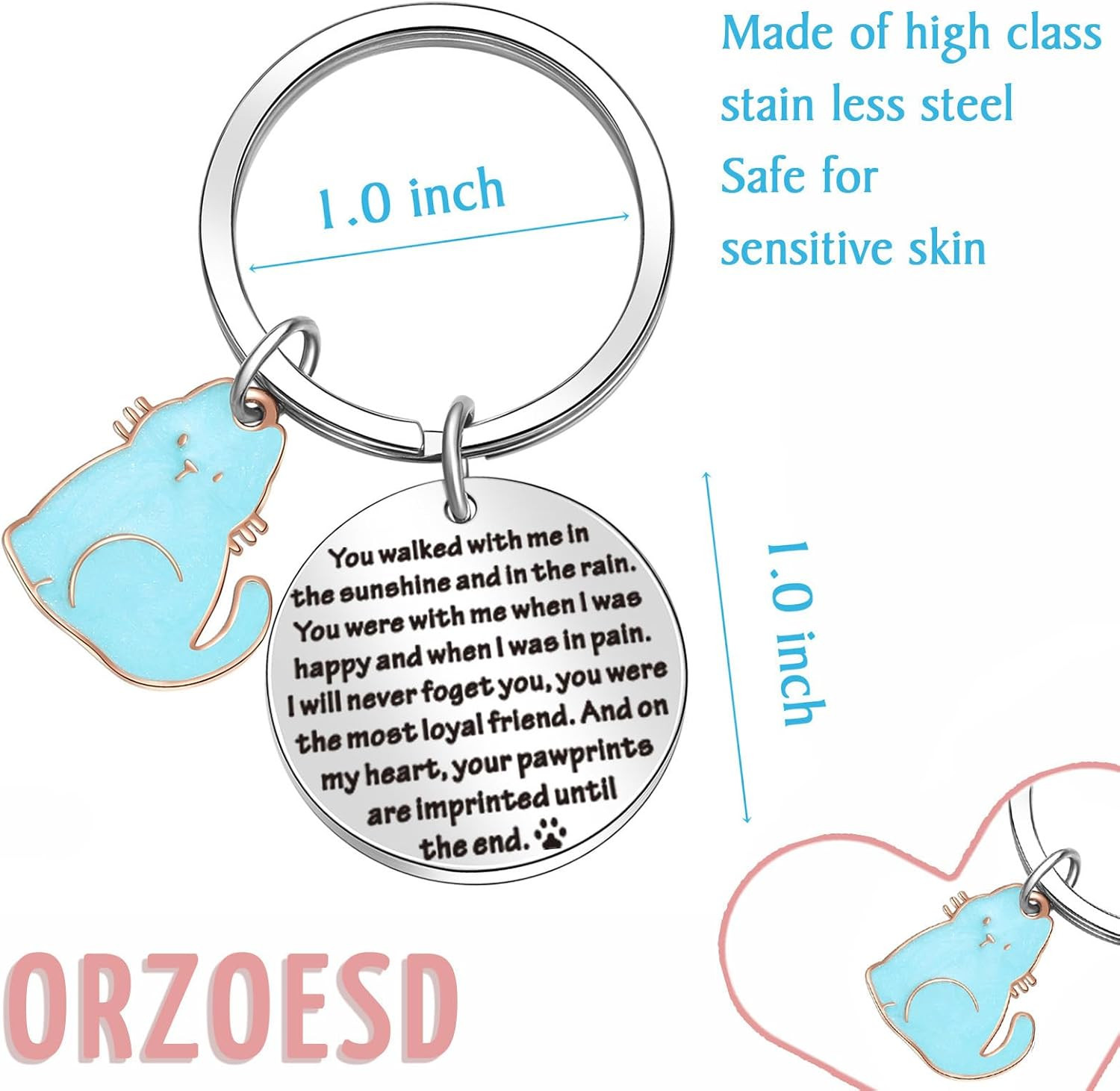 Cat Passing Away Keychain Cat Loss Gifts Pet Remembrance Keychain Loss of Cat Sy