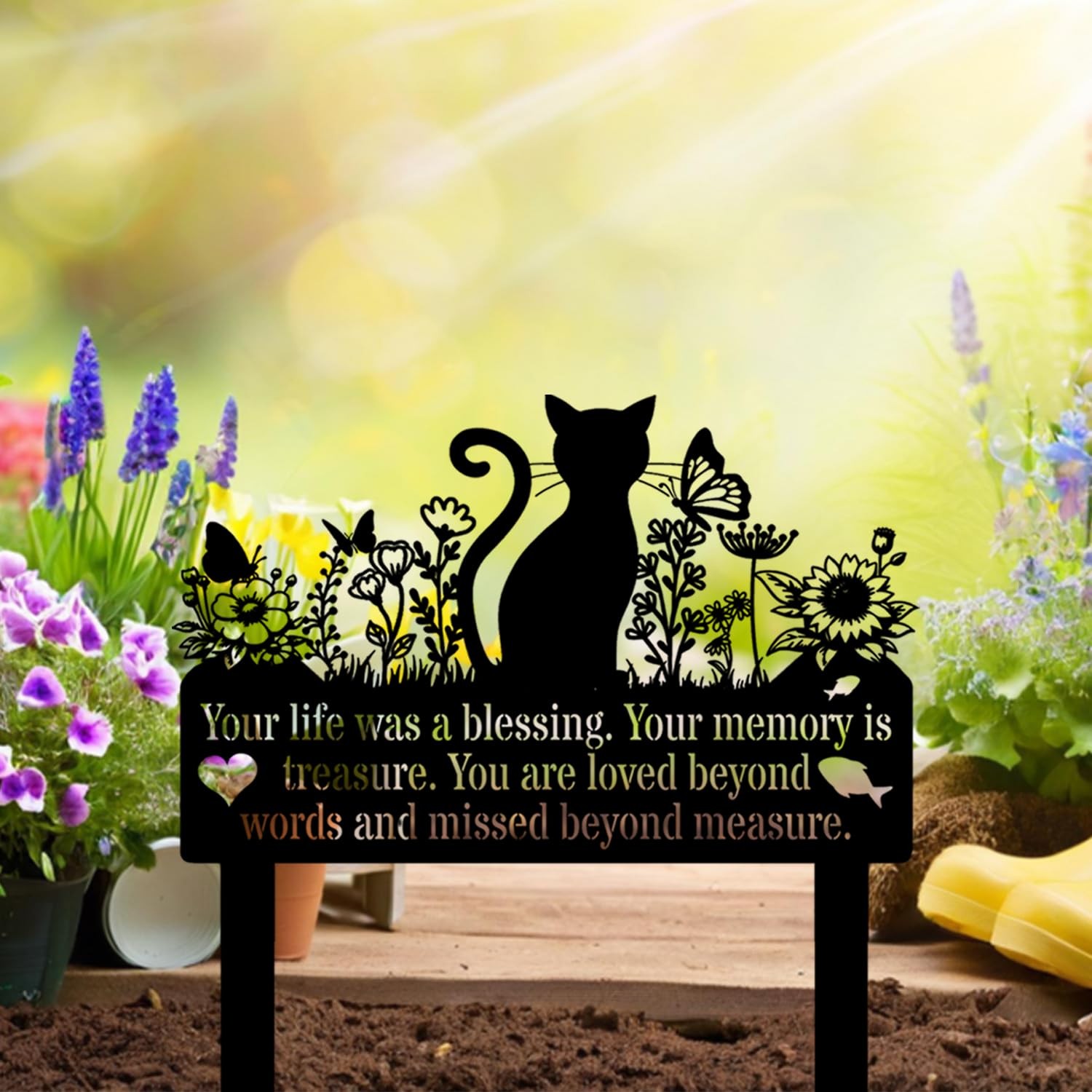 Grave Markers Cat, Metal Cats Metal Memorial Garden Stake, Pets Waterproof Gr…