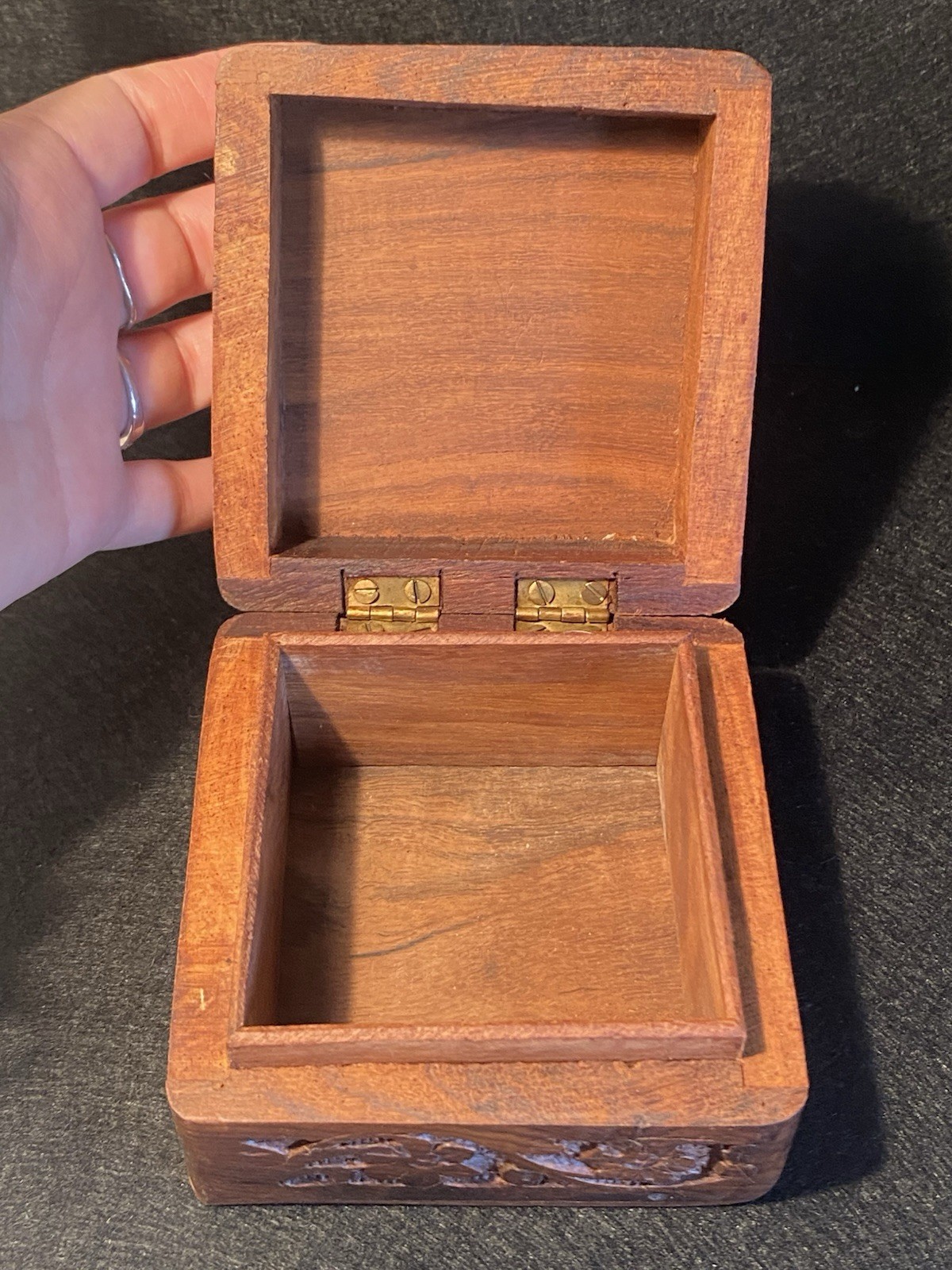 Cremation Urn For Ashes Small Wooden Pet Memorial Keepsake Box Trinket Brass