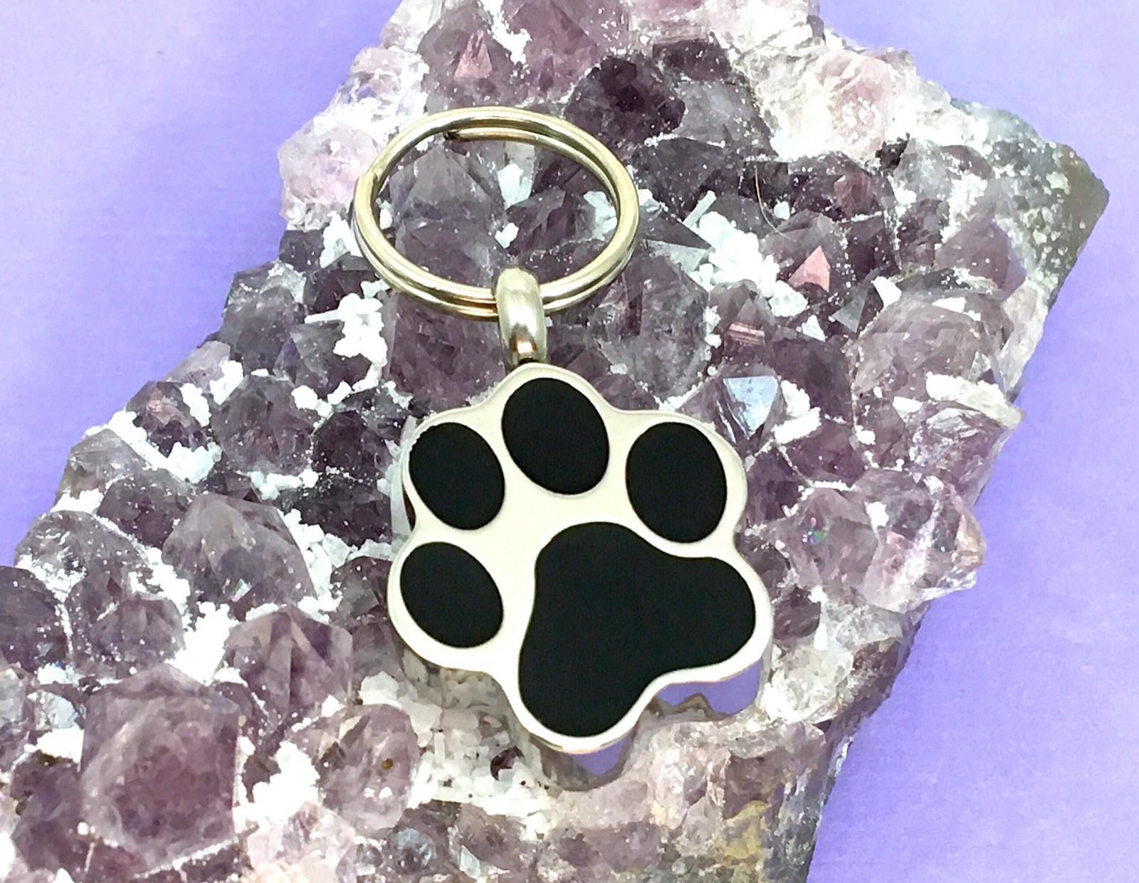Pet Cremation Pendant Urn Keychain 1″ Key Ring for Ashes Dog Cat Paw Print