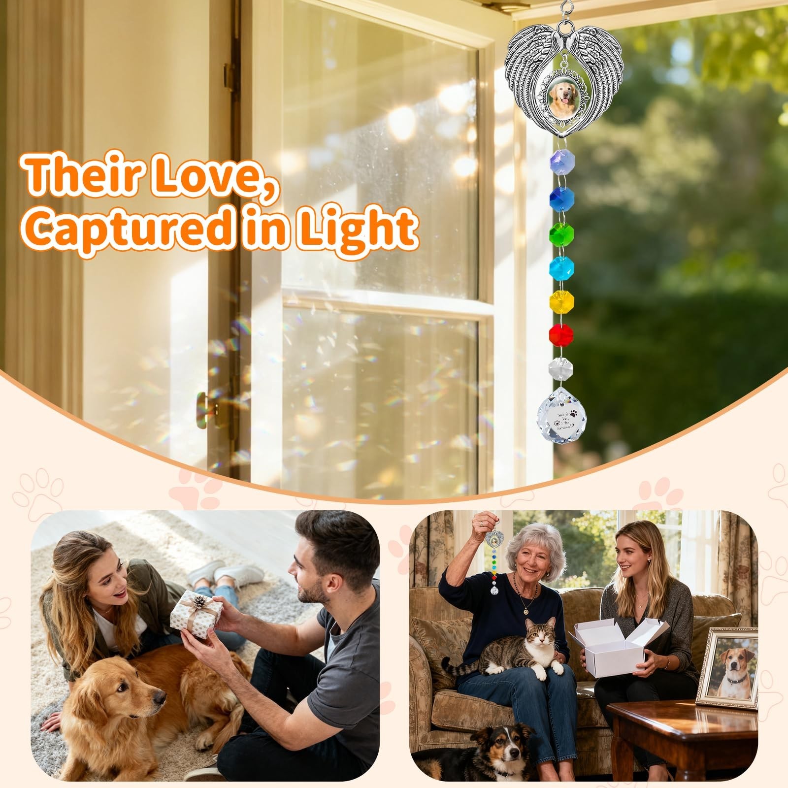 Pet Memorial Gifts for Dogs, Pet Memorial Suncatcher for Loss of Dog Cats Pas…