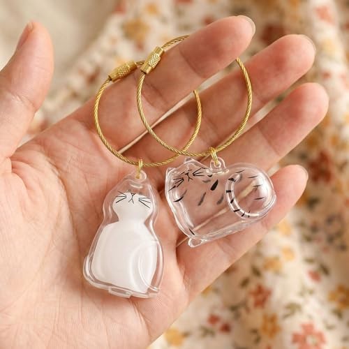 2pcs Cat Hair Keychain – Clear Fur Keepsake – Creative Cat Hair Pendant