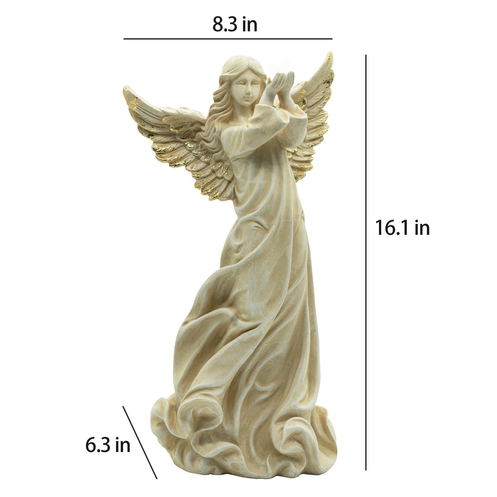 Angel Garden Statue, 16.1 inch Decorative Figurine, White Indoor Outdoor Deco…