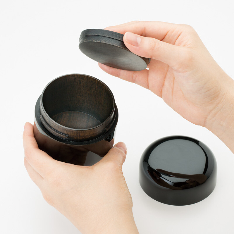 Kinari Brown Stripe Small Keepsake Urn for Human Ashes Lacquer decoration