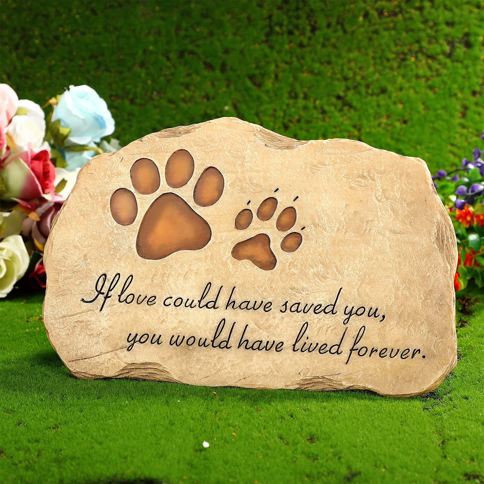 Jetec Dog Memorial Stone Garden Paw Prints Pet Headstone…