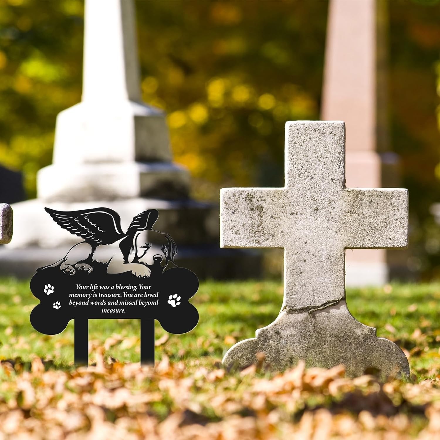 Portable 8 X 12 Metal Dog Grave Marker – Elegant Memorial Tribute for Outdoors