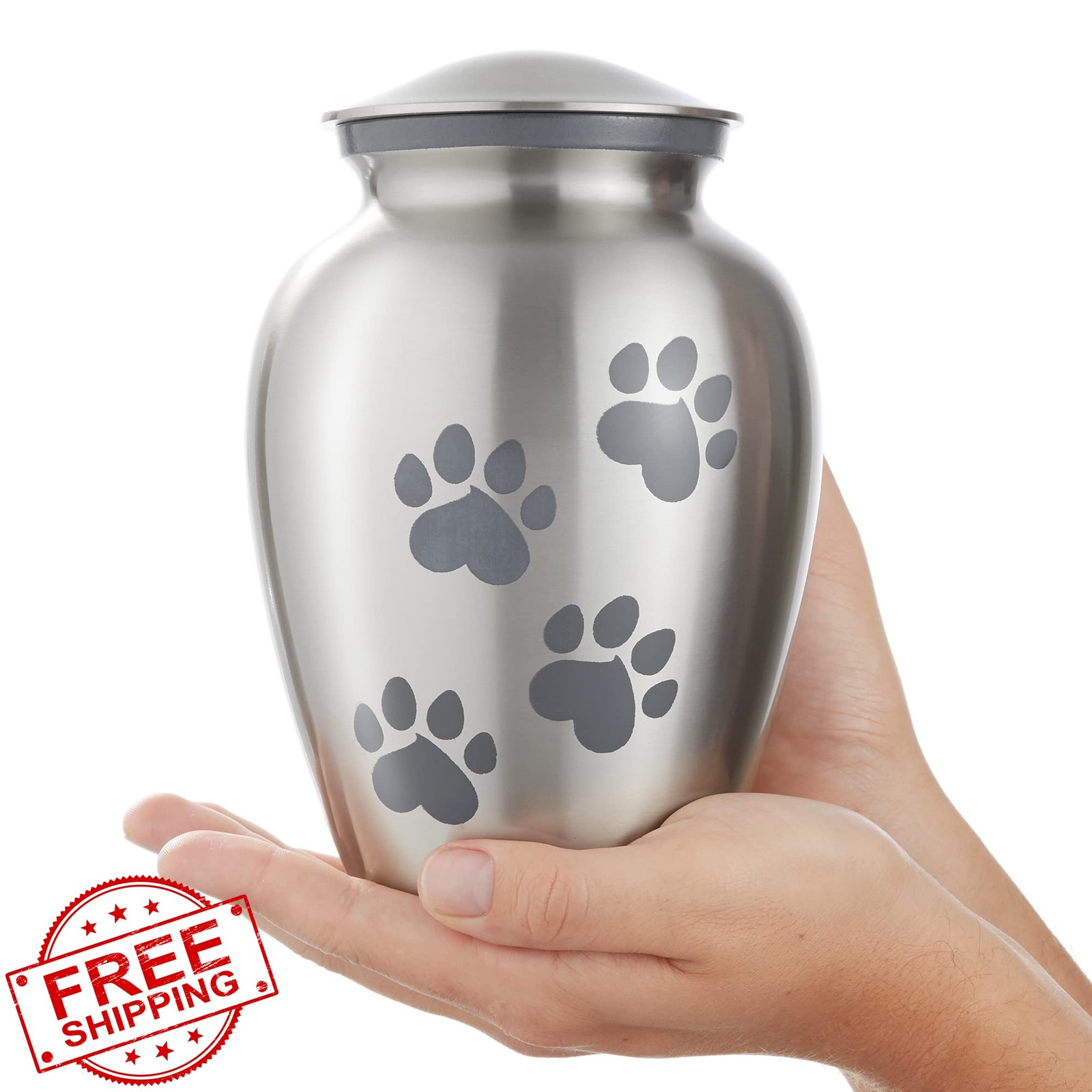 Reminded Pet Urn Silver Medium