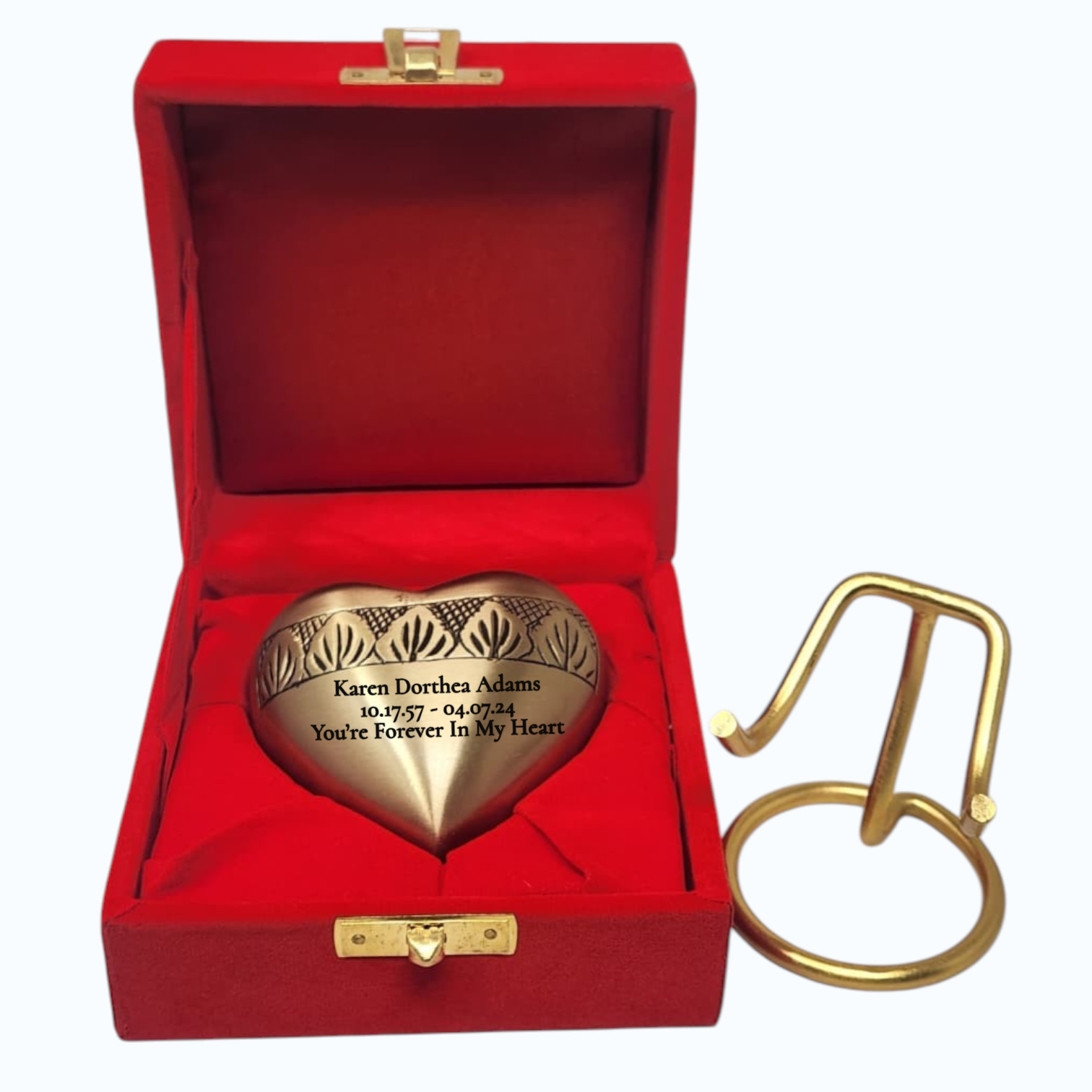 Mini Cremation Heart Urn Personalized for Ashes with Stand Gift Box