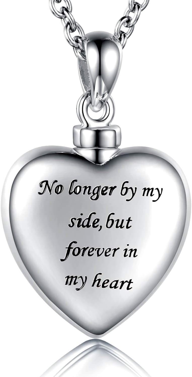 Sterling Silver Heart Cremation Jewelry for Pet Ashes Memorial Ash Urn Necklace