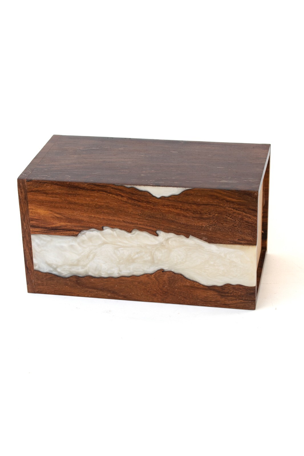 Wooden Urn Box-Urn Box-Rosewood and White Resin Design Urn Box For Human Ashes
