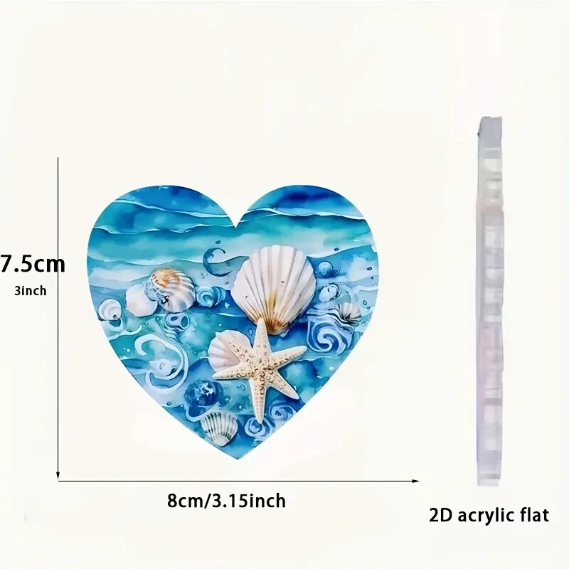 Beach Sheel Heart Shaped Acrylic Hanging Ornament