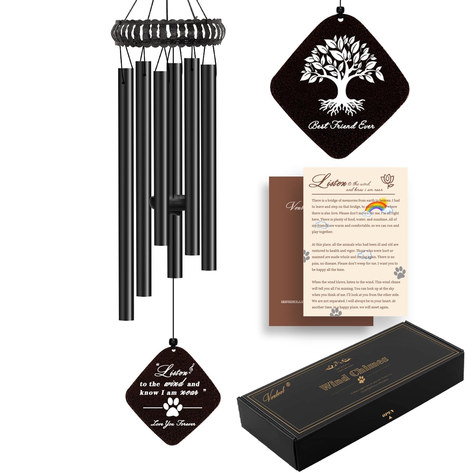 VENBEEL Dog Memorial Gifts for Loss of Dog, 28″ Pet Memorial Wind Chime, Loss…