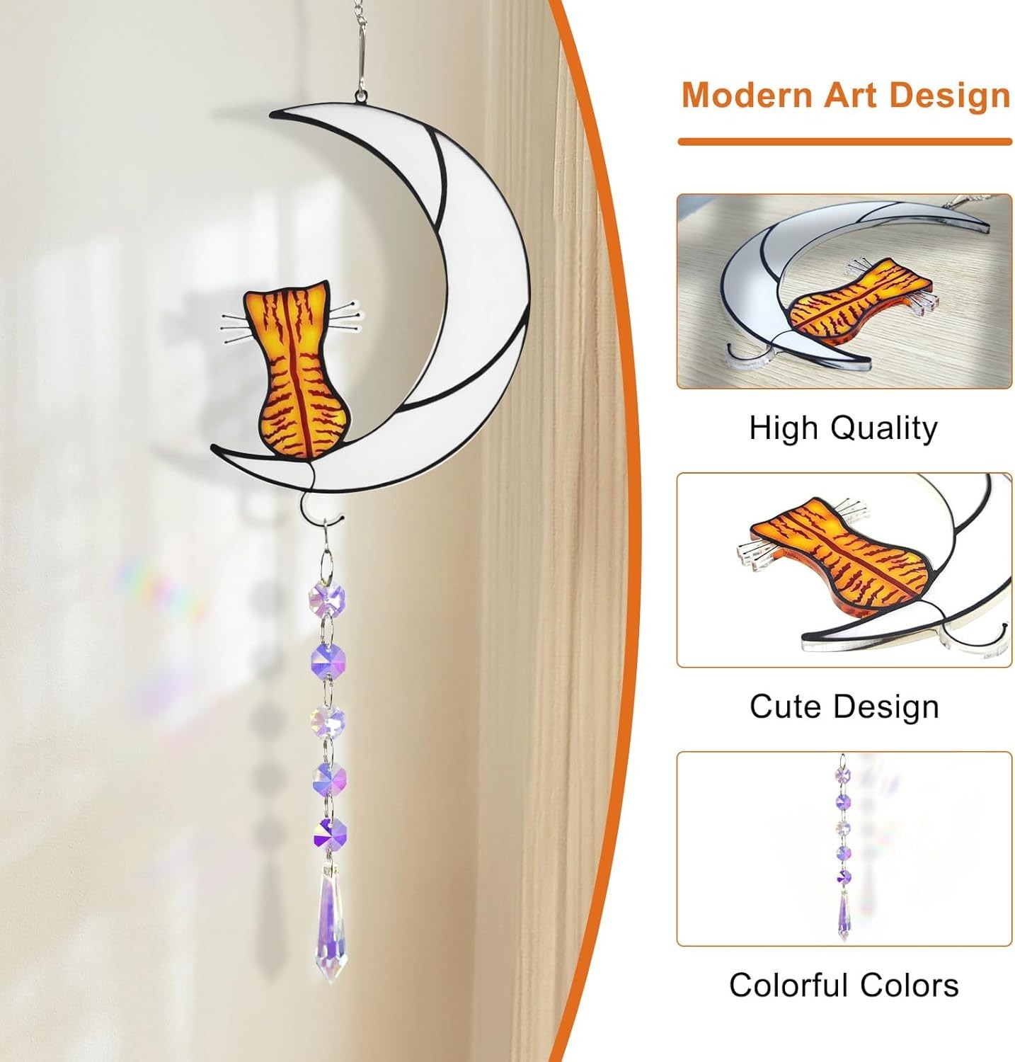 Cat Memorial Suncatcher for Window, Personalized Pet Loss Gift for Cat Lovers