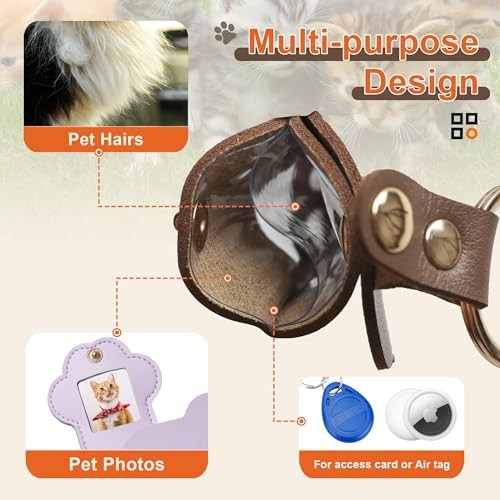 Pet Memorial Keychain Dog Paw Keepsake Photo Holder Purple