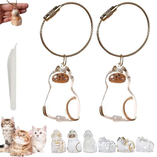 Cat Hair Storage Keychain – Memorial Gift for Pet Lovers, Transparent Cat F