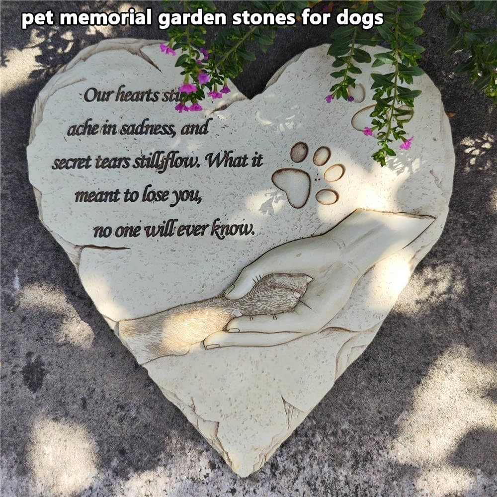 Heart-Shaped Dog Memorial Stone – Handcrafted Resin Sympathy Gift, 9.7″ x 9.3″