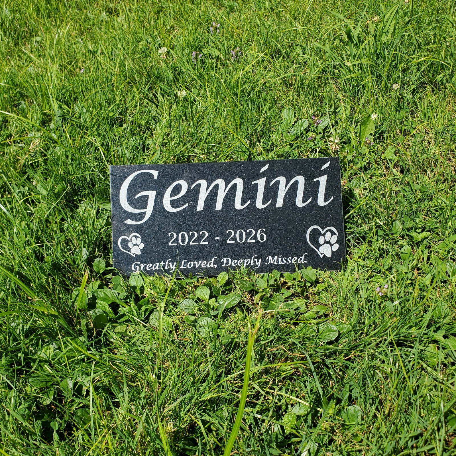 Grave Marker Headstone Garden Pet Loss Memorial Burial Stone Granite Plaque t26
