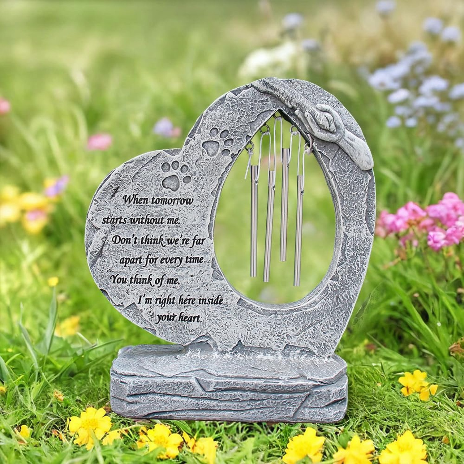 YiXiEr Pet Dog Memorial Stones Garden Stones with Wind Chimes, Sympathy Loss …