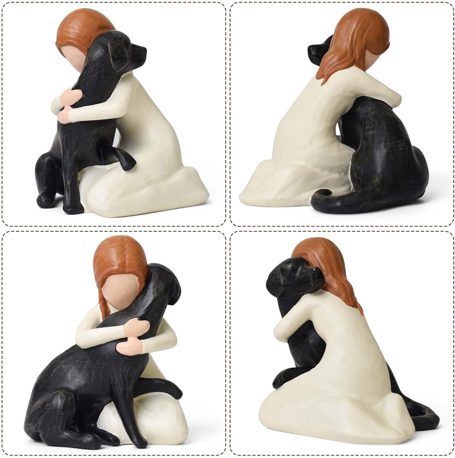 Black Dog Memorial Figurine Resin Labrador Statue Sympathy Gift for Pet Loss