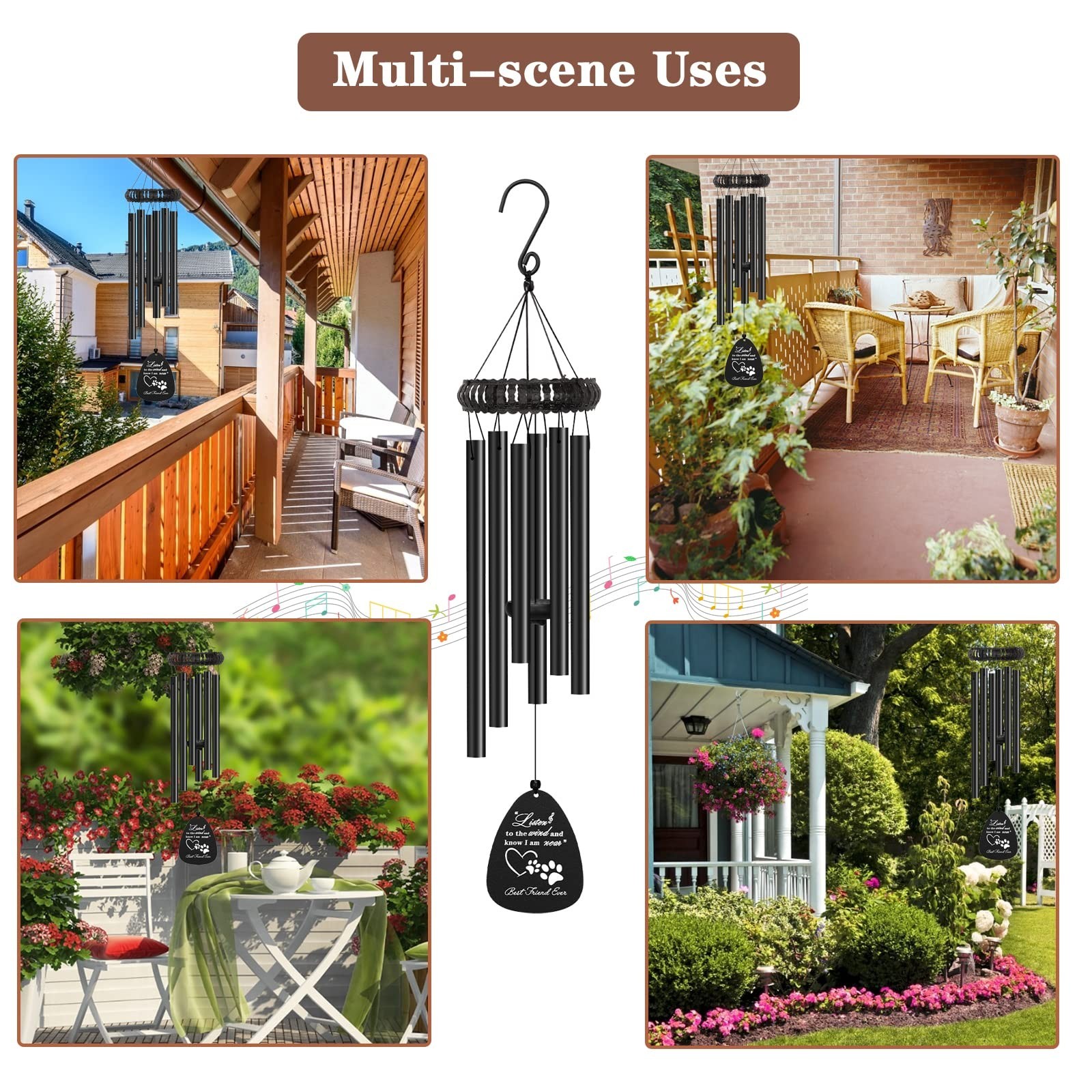 VENBEEL 28″ Pet Sympathy Wind Chimes, Dog Memorial Gifts for Loss of Dog, Los…