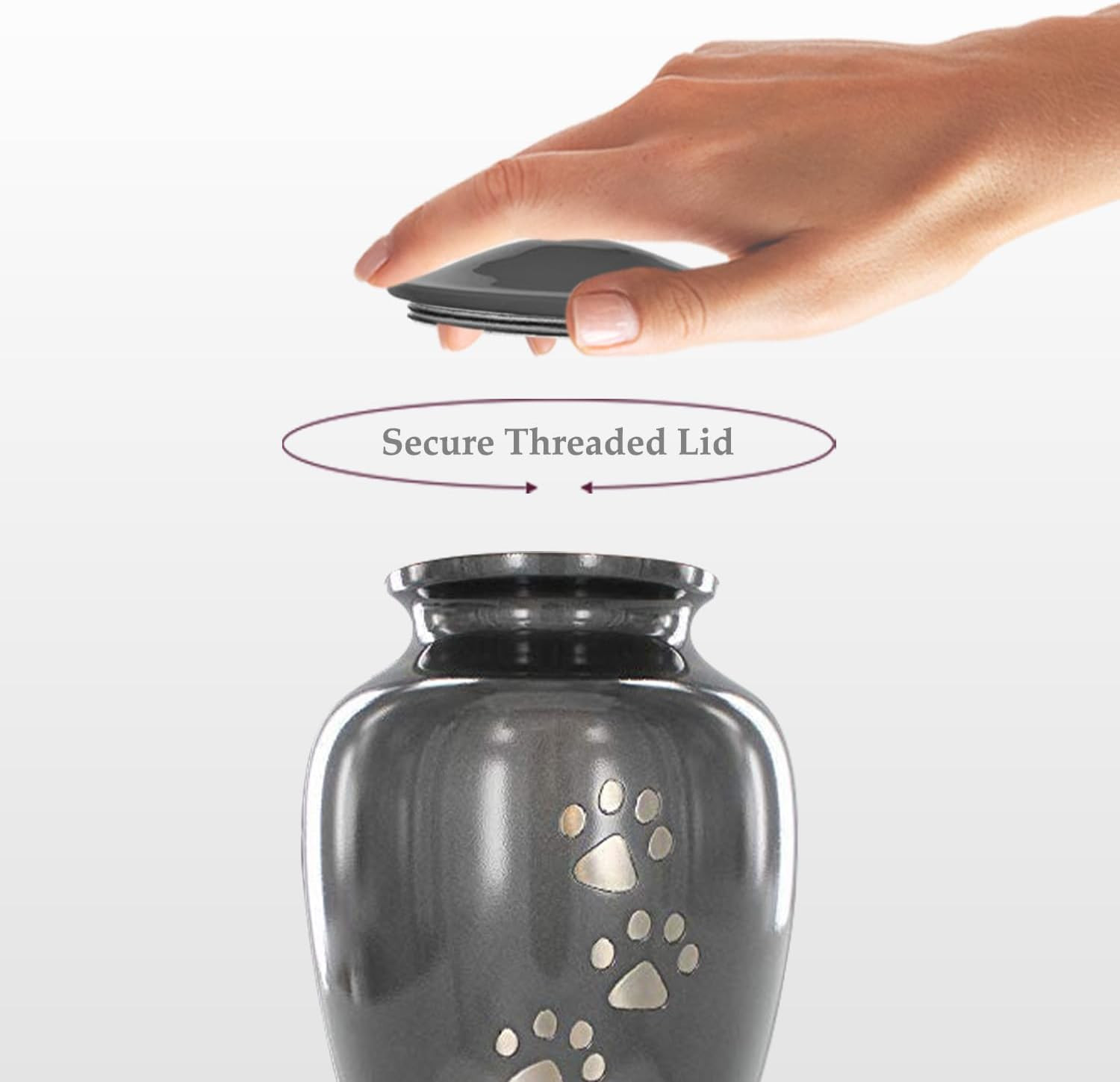 Trupoint Memorials Small Pet Urn for Dogs and Cats Ashes, Paws Print Grey Cremat